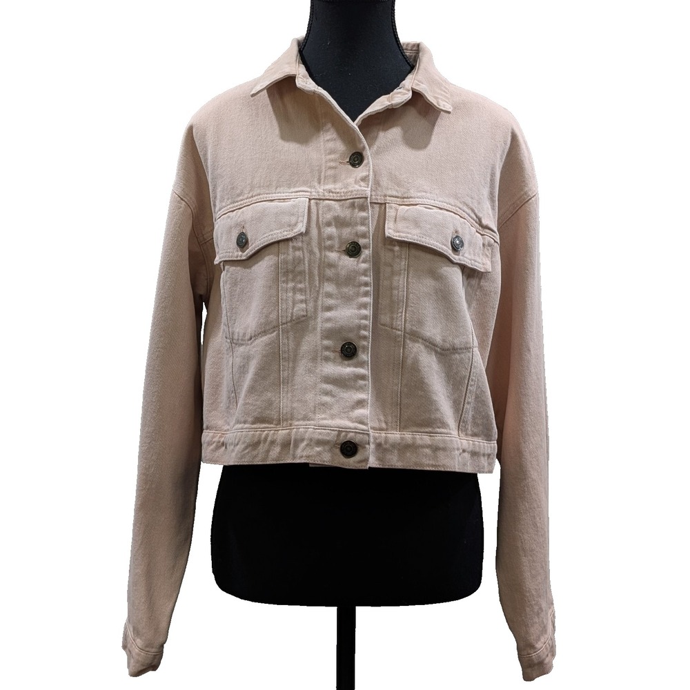 Sadie & Sage Cropped Powder Pink 100% Cotton Denim Jacket Women's Large Spring